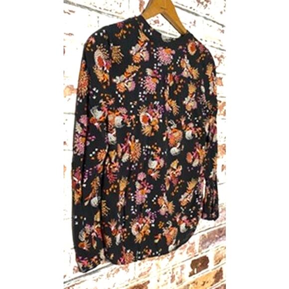 Anthropologie Conversations 28 of 52 Colloquial Peacock Collarless Button Down - Picture 14 of 15